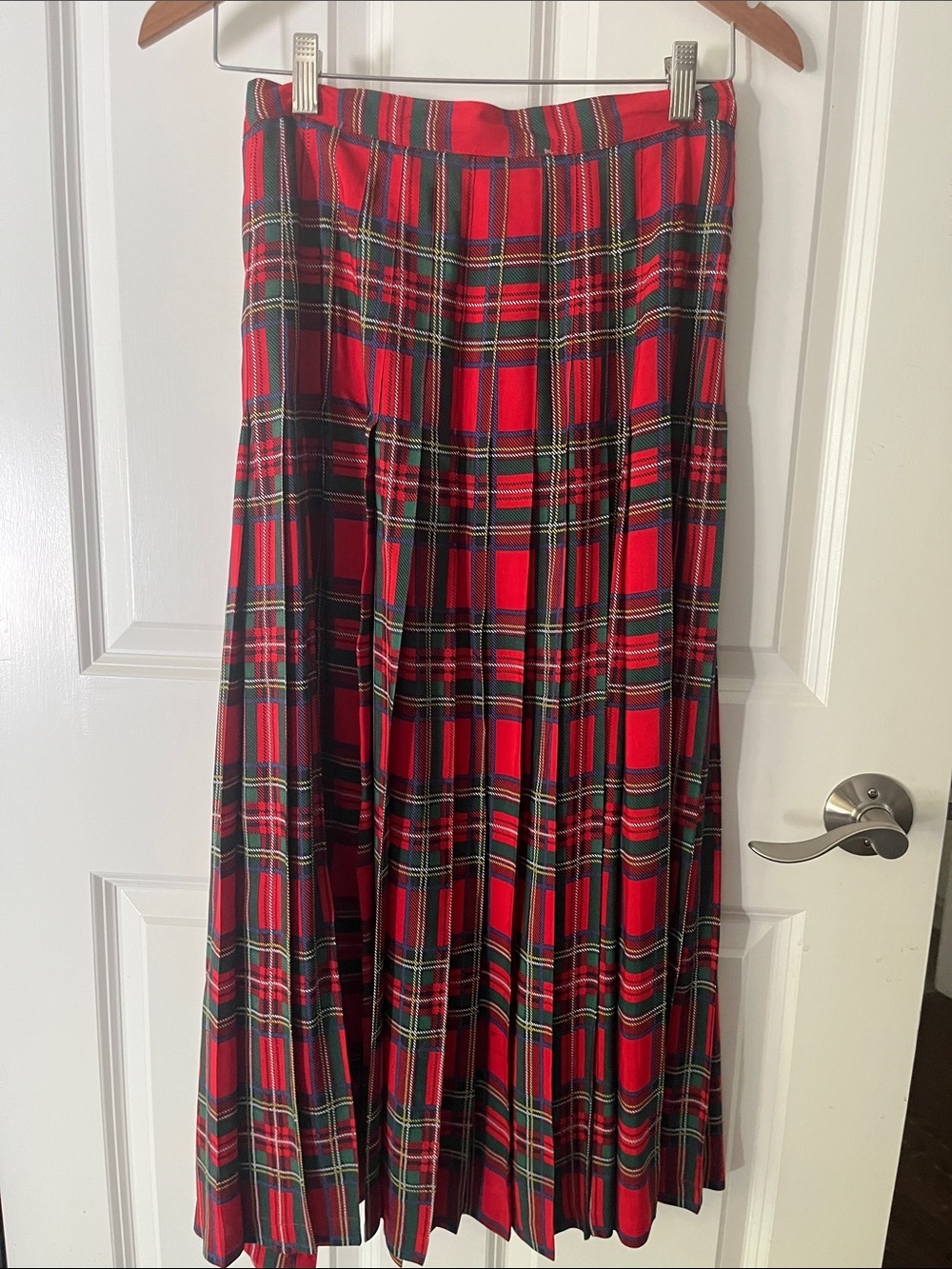 Vittadini Vintage Tartan Red Plaid Pleated Midi Skirt 8 - Picture 5 of 5